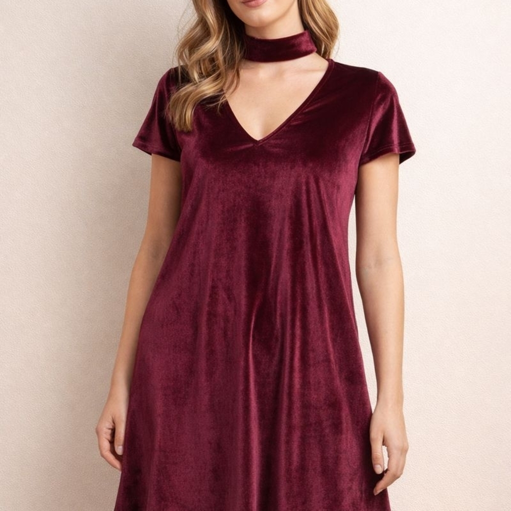 Anthropologie Velvet/Velour Choker Swing Dress Whimsigoth Romantic Vampire Small